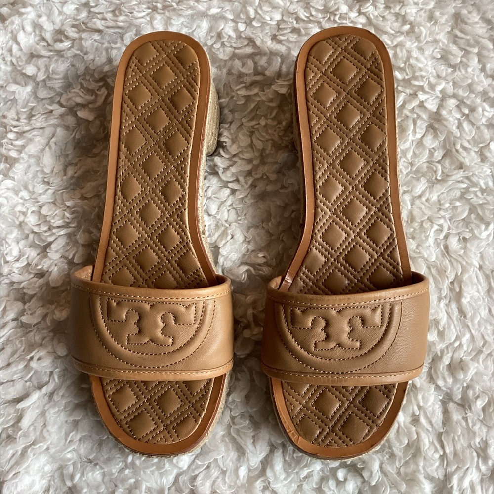 Tory Burch Fleming Low Heel Slide Espadrille Sandals, Size 9.5.